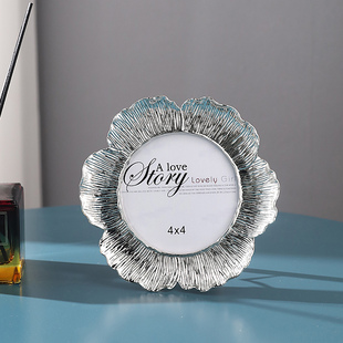 创意美式 饰金属花朵摆件 婚纱照相框摆台4寸6寸7寸相架轻奢客厅装