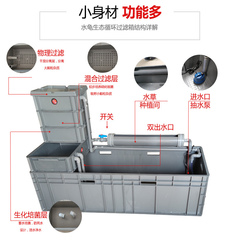 带循环过滤养龟箱 塑料材质水陆两用龟鳖养殖箱适用于办公室