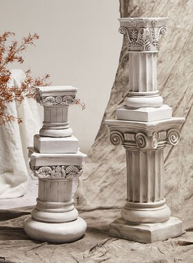 欧式复古罗马柱摆件展示台底座怀旧模型雕塑花园装饰婚庆拍摄道具