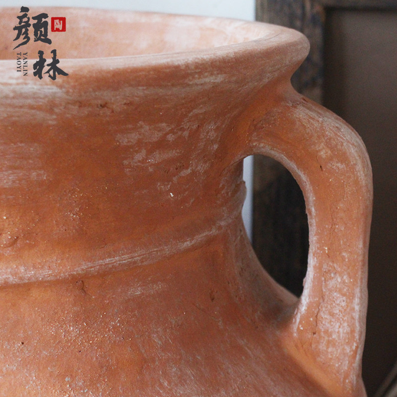 做旧景观花盆陶罐特大号园林装饰罐手工陶落地红陶仿古红陶超大款