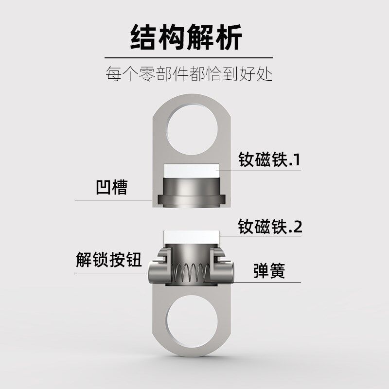 钛合金快拆钥匙扣男渔具对吸磁吸磁力挂扣抓鱼强磁对吸磁连接扣