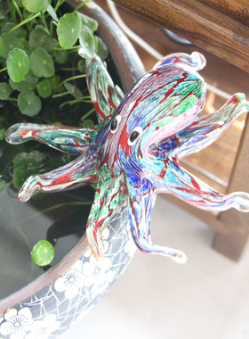 创意小摆件玻璃手工琉璃八爪鱼海洋大章鱼装饰品鱼缸造景生日礼物