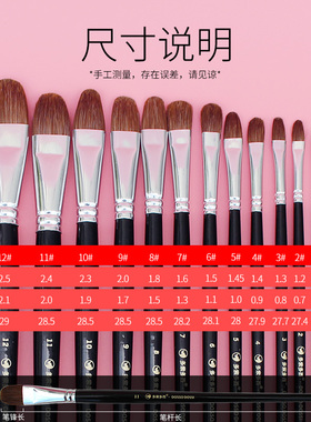多索多西 狼毫水彩笔水粉油画丙烯画笔套装长杆黑色颜料画笔单支