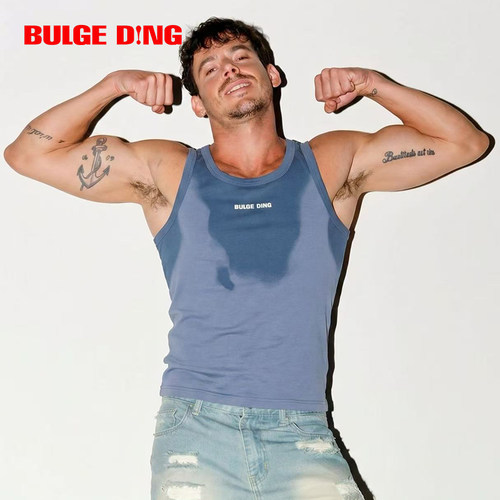 BULGEDING男痕迹汗湿印花背心