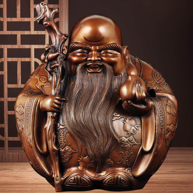紫铜寿星公摆件家居客厅酒柜装饰品送老人长辈生日祝寿贺寿礼物