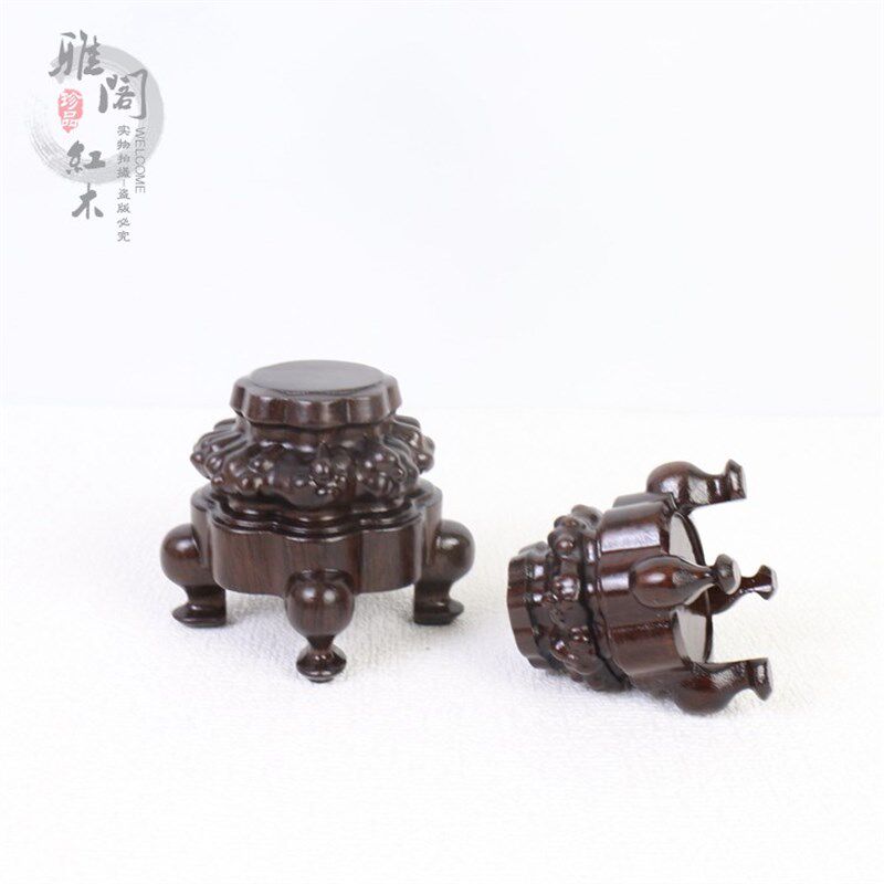黑檀实木奇石底座太湖石灵璧石装饰微型迷你观赏底座可挖槽木托架