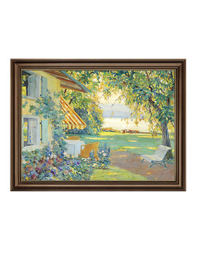 美式餐歺厅装饰画莫奈纯手绘油画高级感饭厅挂画欧式客厅新款壁画