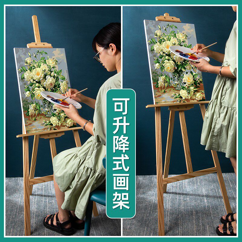 木质展示架画架美术生专用1.5米三角支架套装儿童画板素描可伸缩