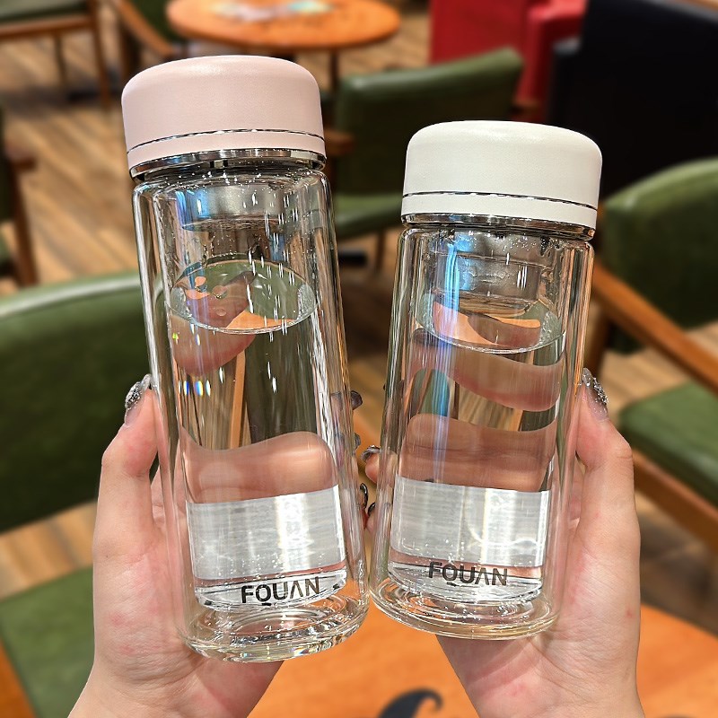 双层玻璃杯女士高颜值泡茶杯带茶隔耐热防爆耐高温隔热水杯办公室