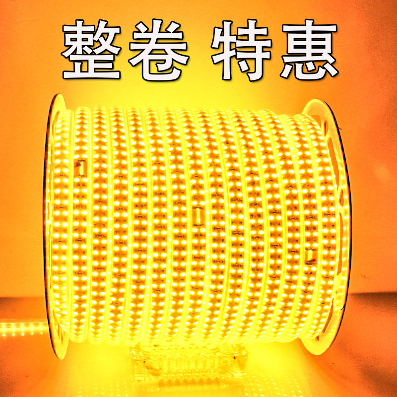 led灯带户外超亮防水工程灯条养殖隧道照明220V七彩变色跑马彩灯