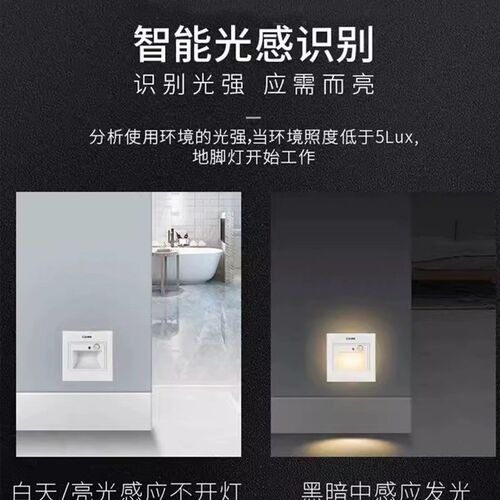 西顿地脚灯11011LED人体感应小夜灯86型过道墙角楼梯踏步CEQ11019