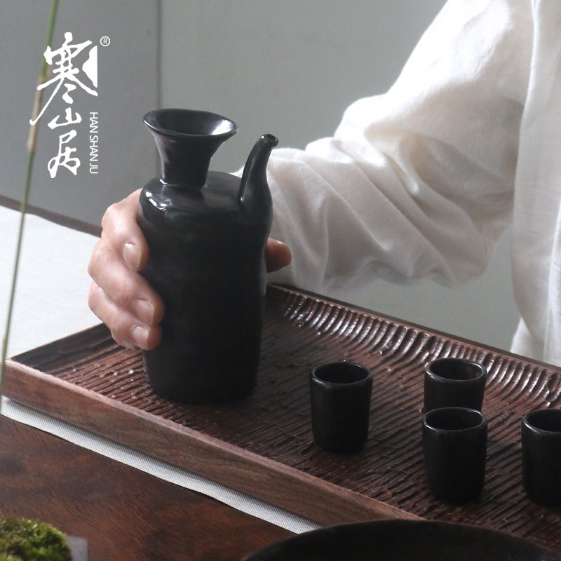 寒山居岩陶分酒器白酒清酒一壶四杯饮酒具复古酒壶高档分酒器套装