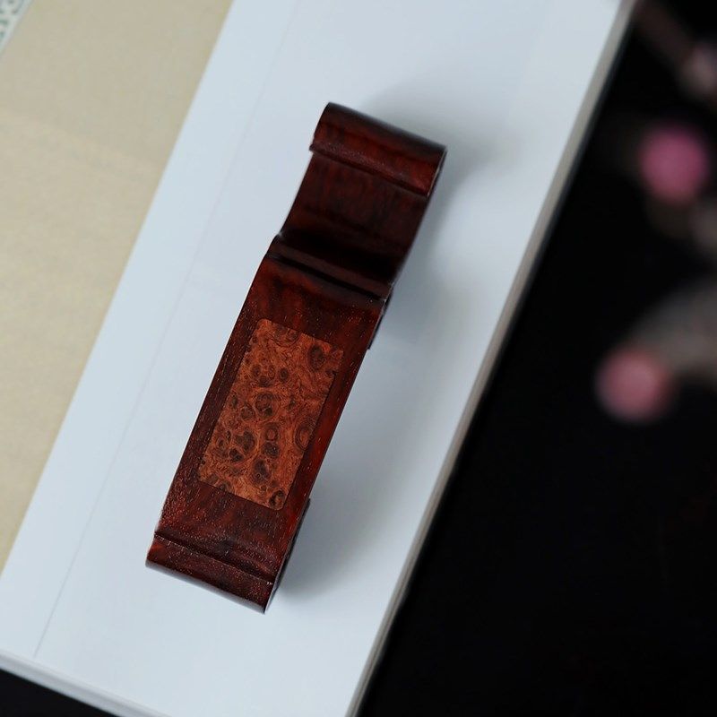 小叶紫檀瘿木曲面墨床笔架搁架 茶玩摆件茶拔架 笔搁茶道托架文玩