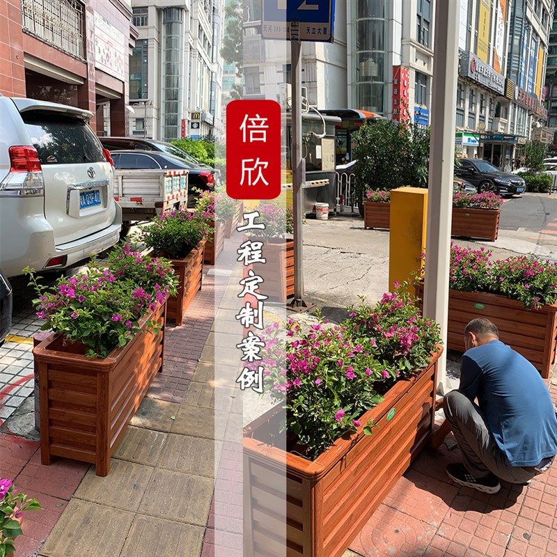 铝合金花箱组合户外花槽长方形护栏马路花坛造型市政道路室外花盆