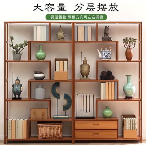 简约书架搁板架置物架博古架客厅多层落地花架隔断办公室陈列架