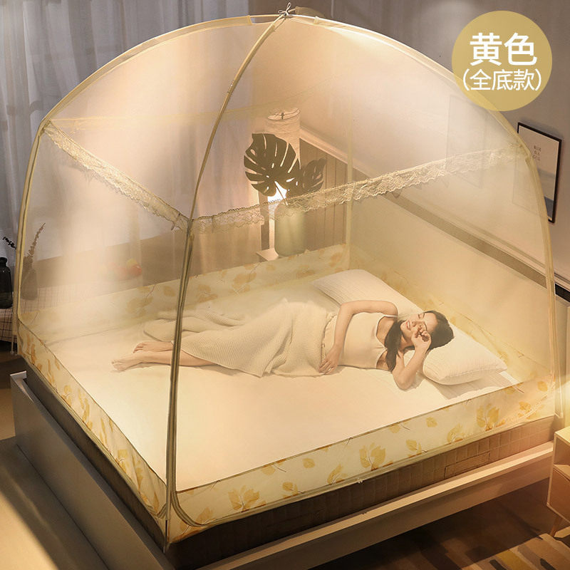 蒙古包蚊帐帐2025年新款卧室免安装家用文章纹账蛟可拆洗3开门三