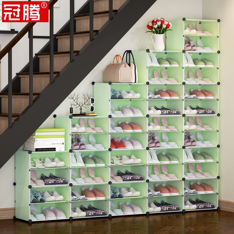 楼梯鞋架防尘阶梯式家用多功能梯形多层门口楼道鞋架子组装收纳柜