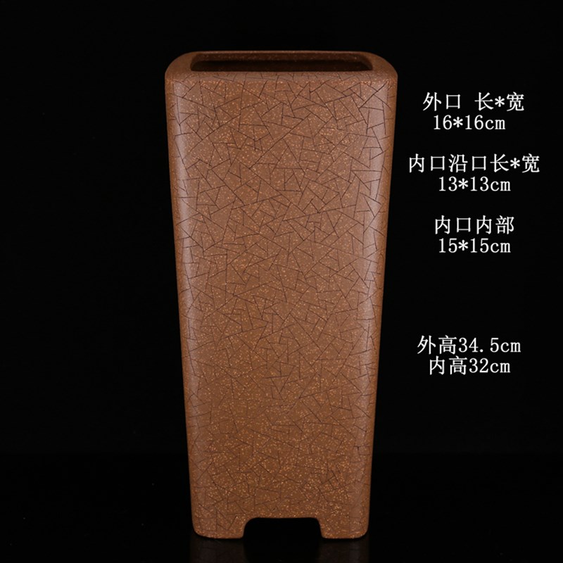 大型紫砂四方花盆李记出品 中国风地面用高质紫砂花器
