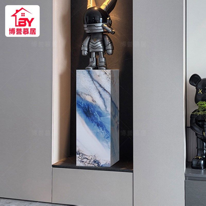 大理奢石摆件底座客厅玄关增高摆台立柱橱窗展示展览台岩板花架