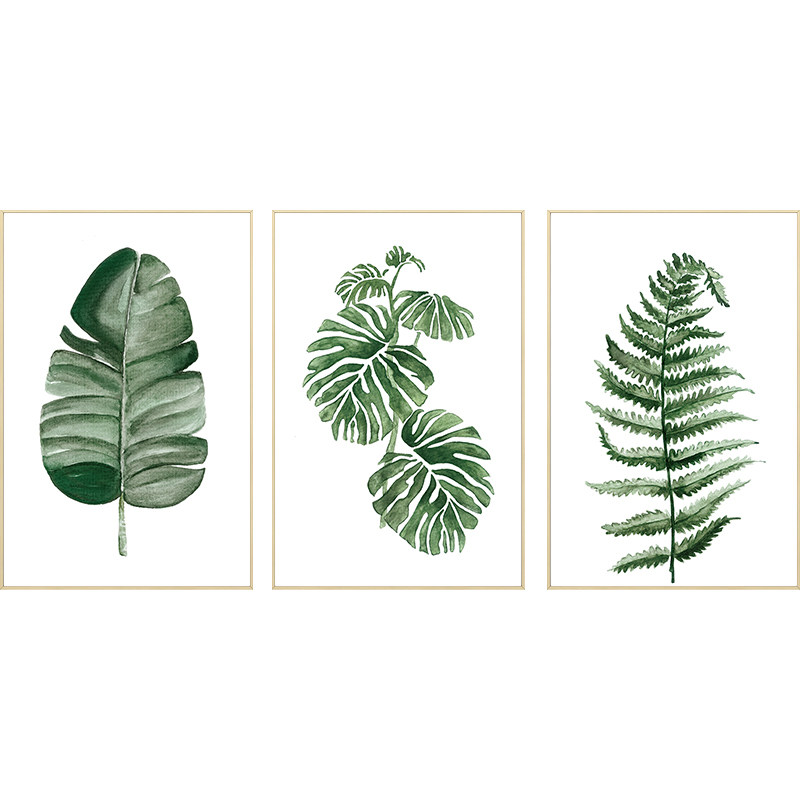 起贝 北欧风格客厅植物挂画绿植龟背竹树叶装饰画小清新餐厅壁画