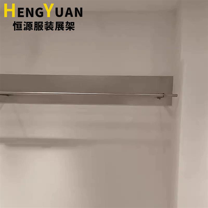 服装店展示架上墙不锈钢侧挂挂衣架工业风陈列架壁挂式女装店货架