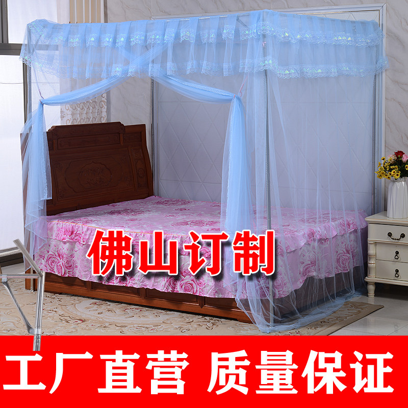 蚊帐支架杆不锈钢单门绑绳1.5米1.8m1.2简约三开加密加粗加厚通用