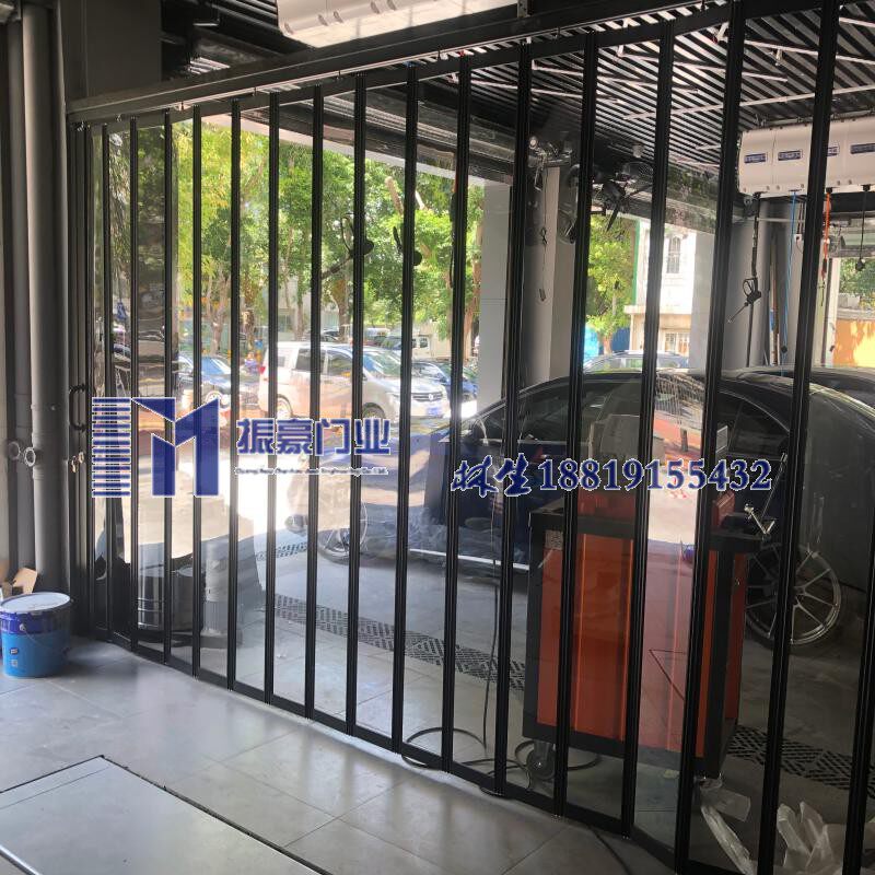 铝合金水晶透明折叠门 无尘贴膜车间专用隔断 夏天挡空调门帘屏风