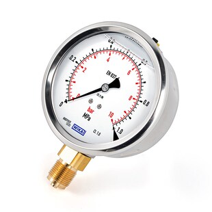 1径向213.53.100不锈钢G1 黄铜波登管耐震压力表EN837 威卡WIKA
