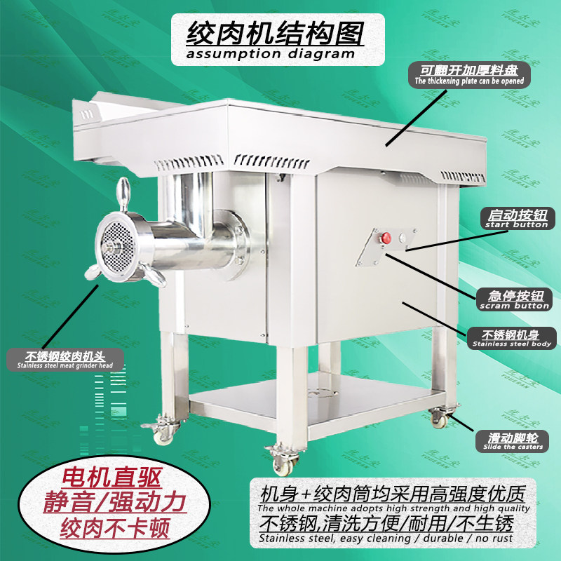 12/22/32/42/52型不锈钢大型商用工程绞肉机绞馅冻肉鲜肉蔬菜灌肠
