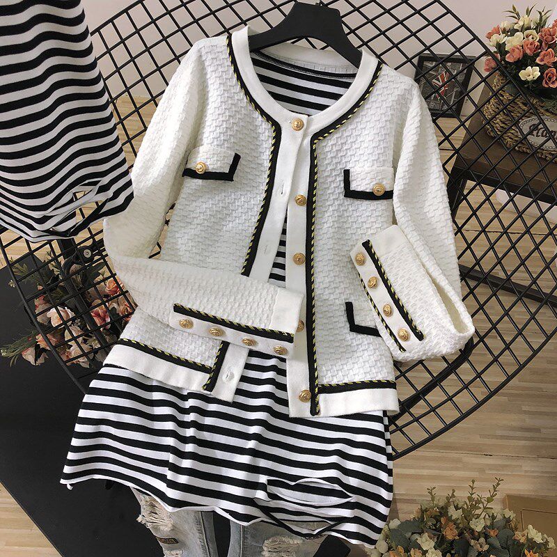 内搭无袖背心女吊带宽松大版中长款黑白条纹t叠穿屁帘卫衣打底衫