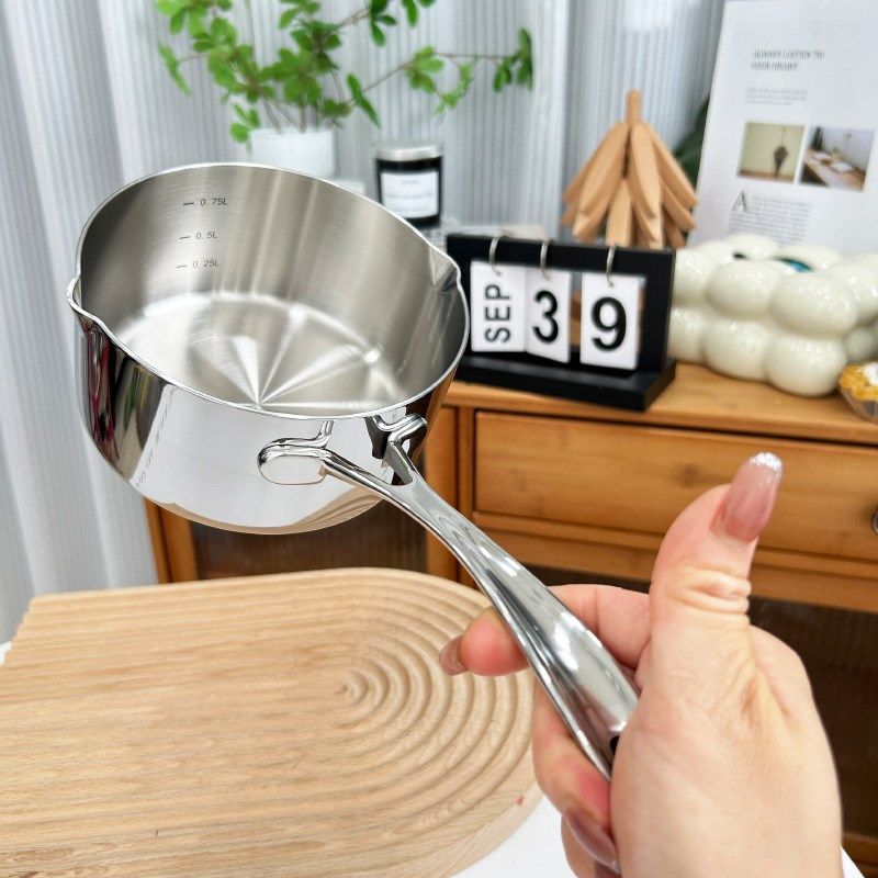 304不粘小奶锅10cm 宝宝辅食不锈钢锅 复合底小锅具