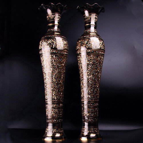 巴基斯坦铜器手工雕刻铜花瓶电视柜玄关装饰摆设开业庆典金属花瓶