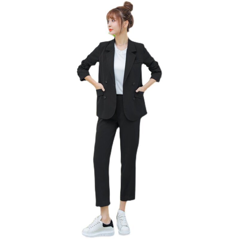 150小个子职业套装女155女神范小西装搭配八分西装裤洋气两件套xs