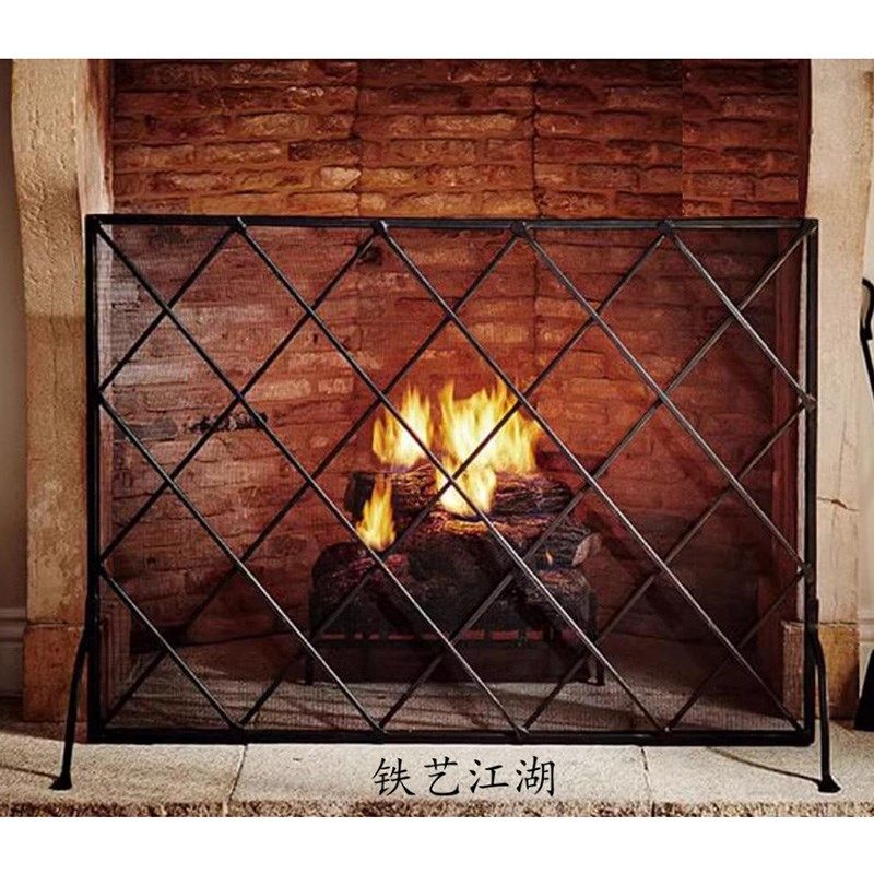 铁艺网格壁炉防烫网防火阻燃隔热围栏家用装饰品欧式火门挡风栅栏