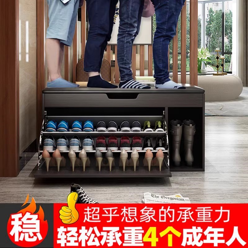 入户换鞋凳家用进门口可坐式翻斗鞋柜软包玄关穿鞋凳鞋架一体储物