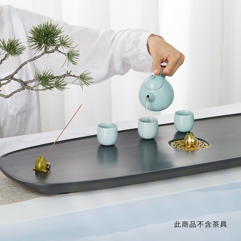 ZENS哲品石茶盘家用仿乌金石茶海储水式配茶宠中式茶馆办公室茶台