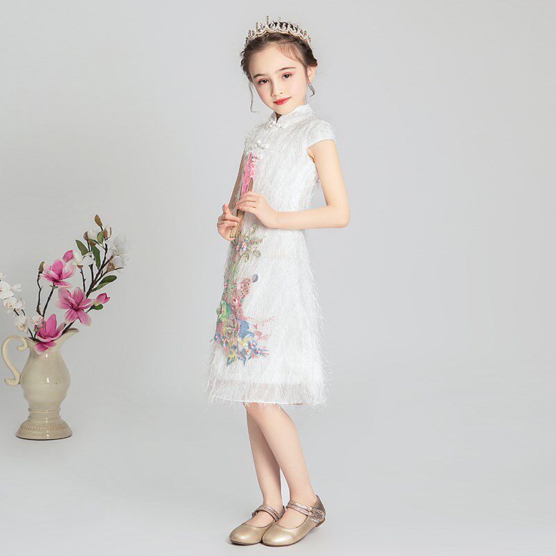 女童小孩旗袍裙宝宝改良唐装中国风儿童走秀中大童演出服洋气夏季