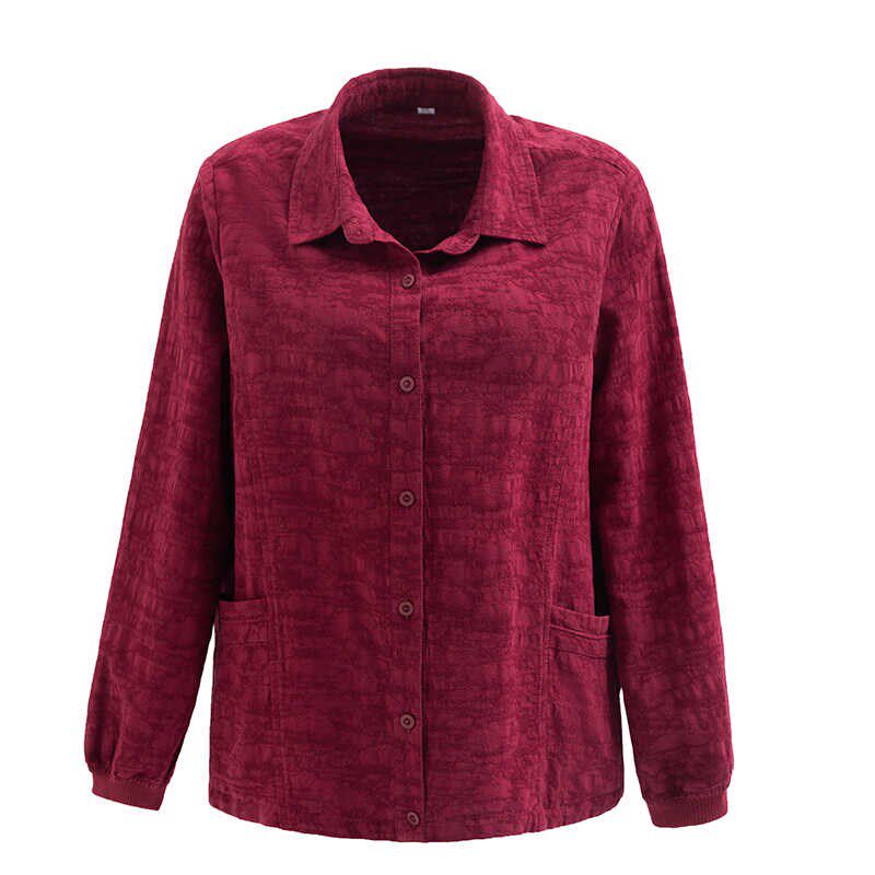 妈妈春装外套薄款新款纯棉长袖衬衫50岁妇女中老年加大码上衣洋气