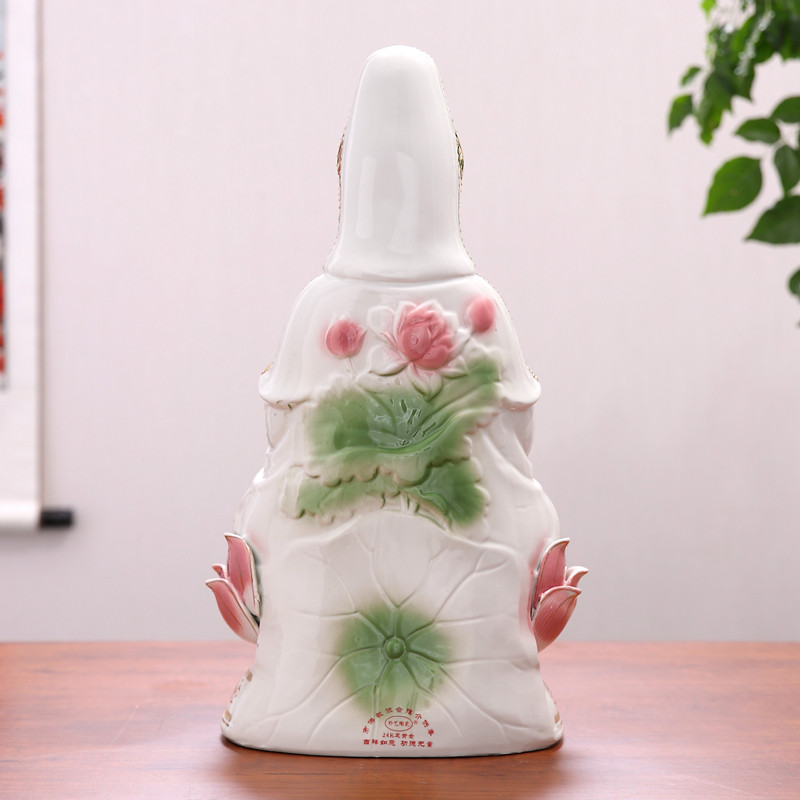 万珠金身坐莲观音菩萨陶瓷佛像南海观世音家居供奉镇宅工艺品摆件