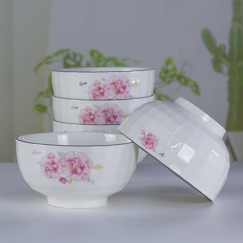 微波炉碗5.5英寸欧式陶瓷碗家用高脚防烫吃饭完面碗创意5寸米饭碗