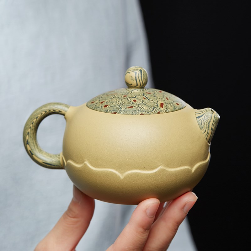 宜兴紫砂壶名家手工绞泥泡茶壶莲花西施正宗段泥单壶功夫茶具套装