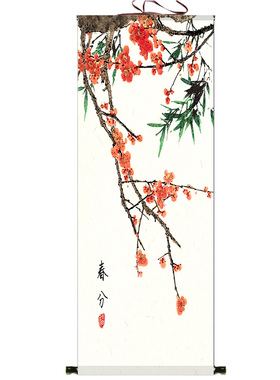 荷花图花鸟画卷轴画丝绸画绢画新中式轻奢挂画玄关装饰画鱼戏莲叶