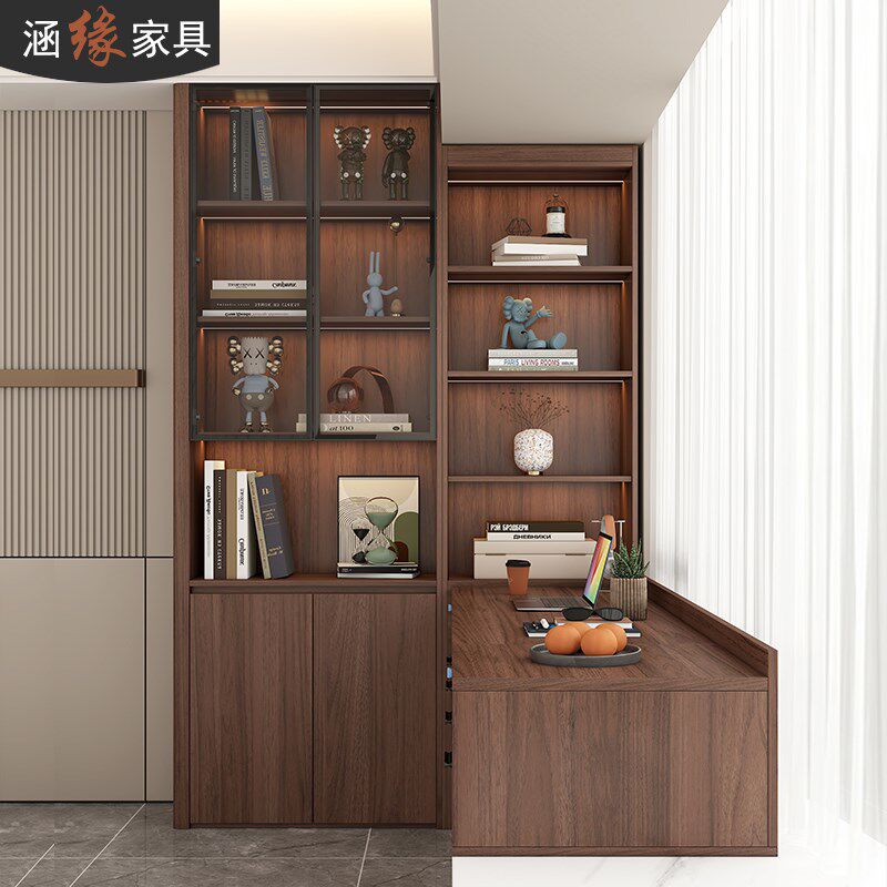 中古风飘窗书桌书柜一体窗台改造神器抽拉电脑桌抽屉储物柜7L65