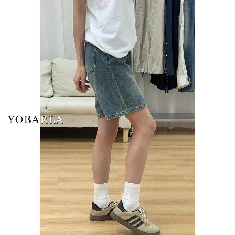 复古直筒牛仔短裤女夏季大码胖mm宽松显瘦梨形身材阔腿五分中裤子