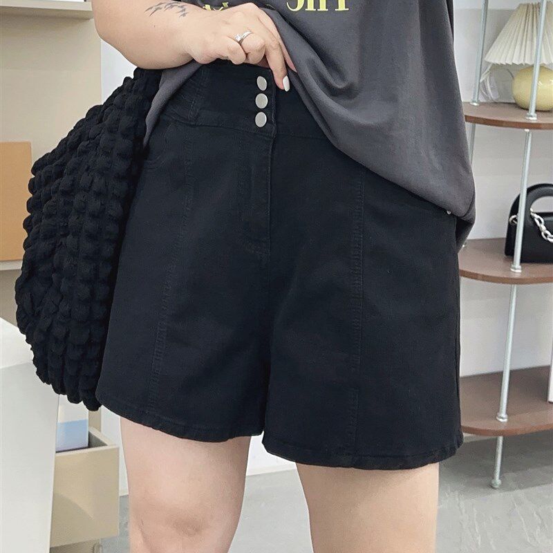夏季薄款裙裤女大码牛仔短裙高腰胖妹妹遮胯显瘦梨形身材a字短裤