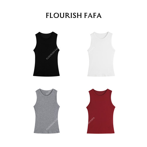 FLOURISH FAFA【布丁背心】新款春夏百搭圆领螺纹通勤背心纯
