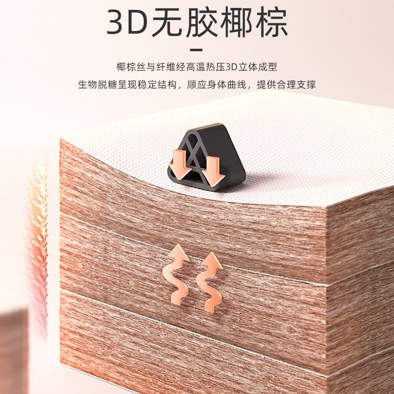 宏益床垫睡安/睡享偏硬护脊22cm3D无胶椰棕/普力森材质高碳素弹簧