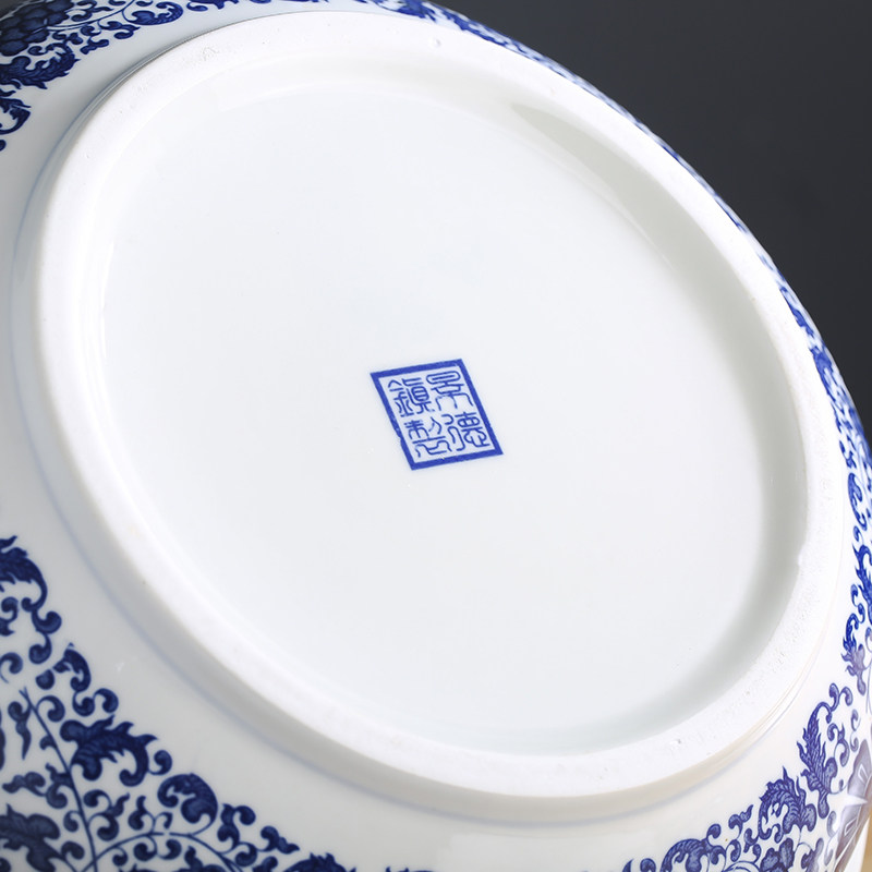 和面盆陶瓷大号加厚洗菜盆揉面盆发面盆家用晒酱盆景德镇青花瓷盆