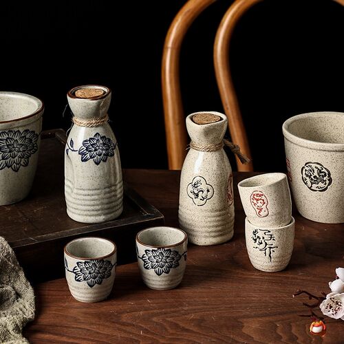日式陶瓷酒具清酒黄酒白酒小酒盅温酒壶酒杯分酒器温酒器家用老式