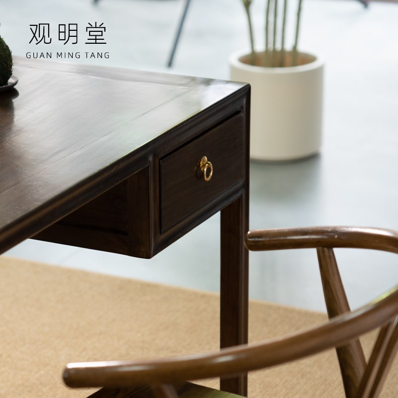 中式书桌实木书法桌书画桌家用榆木茶台茶桌一体两用中医诊桌国学